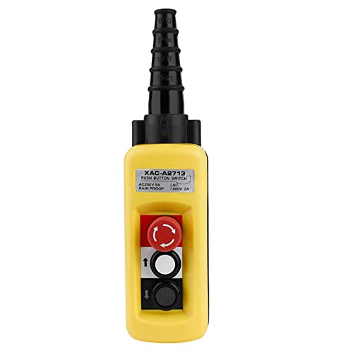 Crane Chain Hoist Push Button Switch | 500V Emergency Stop Pendant Controller | ABS Plastic Lifting Control for Hoists/Cranes/Industrial Use | IP54 Rated, 5A Current von REXVTNS