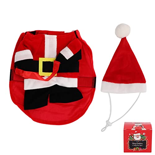 Dog Christmas Outfit with Hat & Present Package | Velvet Puppy Holiday Attire for Small/Medium Dogs | Western Style Dress - Up for Festive Occasions/Parties (L) von REXVTNS