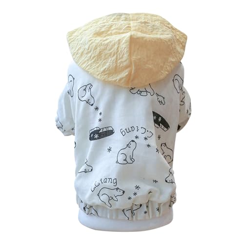 Dog Hoodie for Small Dogs | Cute Pattern Sun Defense | Soft & Breathable Puppy Sweatshirt for Summer/Outdoor/Travel | Lightweight Comfort Fit (Yellow Hat M) von REXVTNS