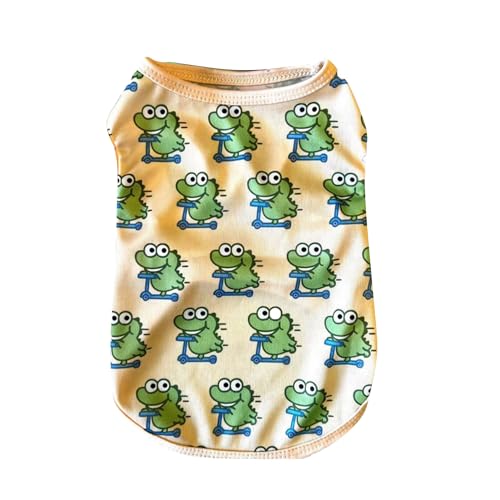 Dog Vest for Small & Medium Dogs | Cute Pattern Breathable Summer Apparel | Shedding Prevention Clothes for Corgi/Shiba Inu/Teddy | Lightweight Polyester (Dinosaur Print 3XL) von REXVTNS
