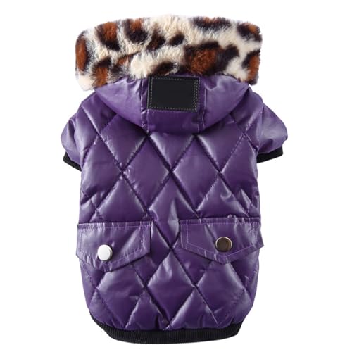 Dog Winter Coat with Faux Collar | Warm & Stylish Jacket for Small/Medium/Large Dogs | Easy to Put On Pet Jacket | Cold Weather Protection, Sturdy Polyester Fabric (Purple XXL) von REXVTNS