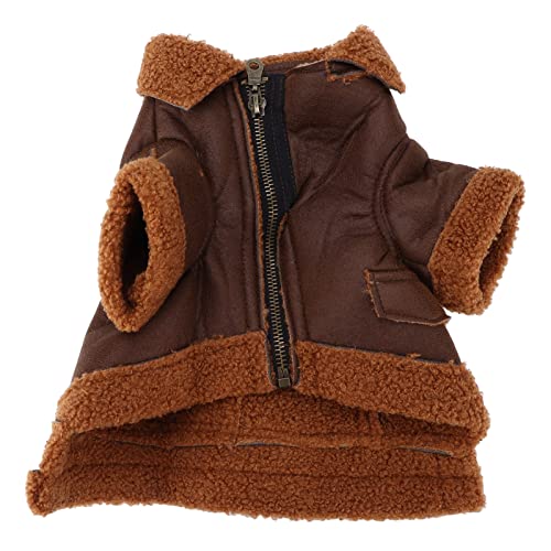 Dog Winter Jacket PU Leather | Windproof & Water - Proof Coat for Small/Medium/Large Dogs | Thickened Plush Lining for Warmth | Four Legs Design with Zipper (S) von REXVTNS