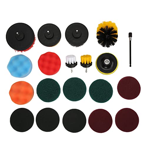 Drill Brush Attachments Set 20pcs | Multipurpose Scrub Pads Maintenance Kit for Home/Car/Boat | Electric Scrubber with 6 Brushes, 9 Pads, 3 Sponges | M10 Hex Rod & Extension Drill Brush Attachments Set 20pcs | Multipurpose Scrub Pads Maintenance Kit for Home/Car/Boat | Electric Scrubber with 6 Brushes, 9 Pads, 3 Sponges | M10 Hex Rod & Extension von REXVTNS