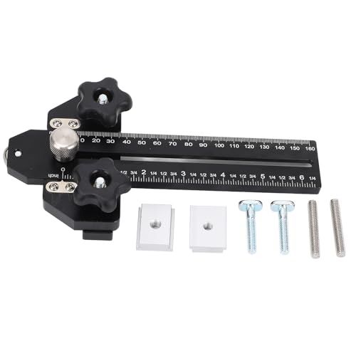 Dünne Rip Jig für Tischsäge | Aluminiumlegierung Holzbearbeitungshandbuch | Konsistentes Schneidwerkzeug für 50-180 -mm -Streifen | Einstellbare T - Slot -Jig mit metrischen / von REXVTNS