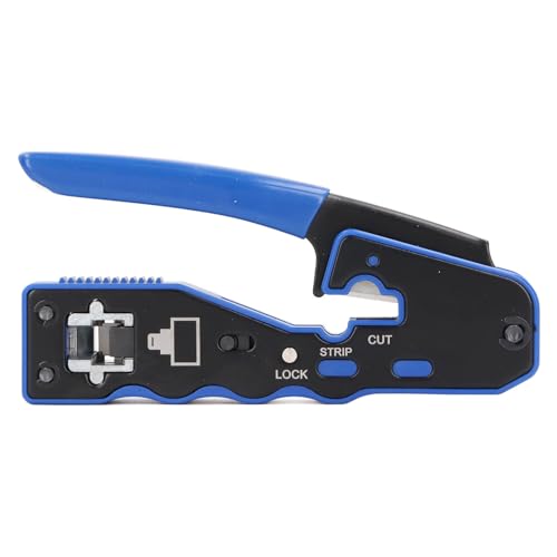 Durch das Crimping -Werkzeug passieren | 8p8c -Netzwerk RJ45 Crimper/Draht Stripper/Cutter für Cat5 Cat5e Cat6 -Kabel | Hoch -Kohlenstoffstahlkonstruktion mit Wehen - Sparhebel von REXVTNS