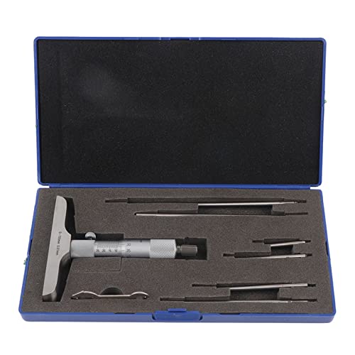 Enhanced Resolution Depth Micrometer Instrument | 0.01mm Resolution Measuring Tool for Detailed Machining/Automotive/Metalworking | 4 / 6Pcs Interchangeable Rods with Locking (0-150mm 6 inches) von REXVTNS