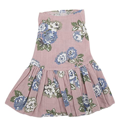 Flower Print Summer Dress for Dogs & Small Pets | Cotton & Linen Breathable Skirt | Easy Use Hook & Loop Design | Party/Wedding/Photo Outfits (M) von REXVTNS