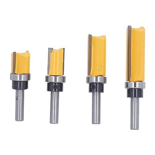 Flush Trim Router Bit Set 4 Stück | 8mm Runde Schaft für Holz bearbeitung/DIY Projekte | C45 Stahl Trimmen Cutter für Faserplatten/Spanplatten | Inklusive Aufbewahrung sbox von REXVTNS