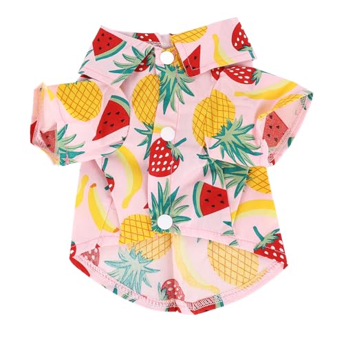 Hunde Sommerhemd | Haut - freundliches und atmungsaktives Polyester | Süßes Obstmuster Haustierkleidung für Frühling/Sommer | Maschinenwaschbar, kein Farbverlust (L) von REXVTNS
