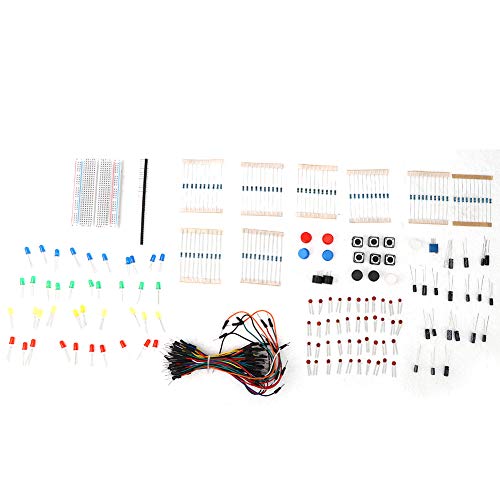 Leiterplattenstarter -Kit | 400 - Punkt Breadboard mit Widerständen/Kondensatoren/LEDs | Elektronik -Kit für Anfänger | Beinhaltet Summer- und Sprungdrähte von REXVTNS