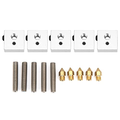 MK8 Hot End Heating Block | Aluminum Nozzle Throat Pipe Kit | Replacement for 3D Printer Accessories | DIY Compatible with 5 Nozzles & Heating Blocks MK8 Hot End Heating Block | Aluminum Nozzle Throat Pipe Kit | Replacement for 3D Printer Accessories | DIY Compatible with 5 Nozzles & Heating Blocks von REXVTNS