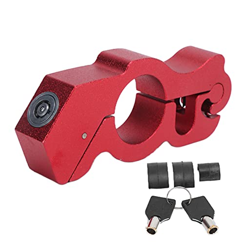 Motorcycle Lock | Red Aluminum Handlebar Horn Lock with Gasket | Security - Theft Brake Protection for Universal Fits | Stainless Steel Cable von REXVTNS