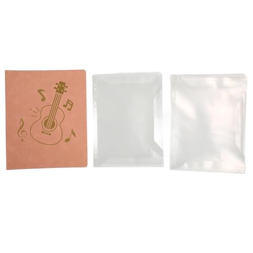 Music Sheet Holder | 20 Sleeves 40 Pockets Expandable | PU Leather Cover with Golden Guitar Pattern | for Piano/Guitar/Band/Chorus | Standard Size with 3 Flexible Rings Music Sheet Holder | 20 Sleeves 40 Pockets Expandable | PU Leather Cover with Golden Guitar Pattern | for Piano/Guitar/Band/Chorus | Standard Size with 3 Flexible Rings von REXVTNS
