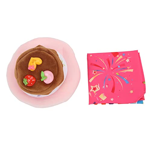 Pet Birthday Hat & Scarf Set for Dogs/Cats | Adjustable Elastic Band | Soft Flannel & Nylon Outfit for Small Medium Pets | Party/Festival Costume (Pink Set) von REXVTNS