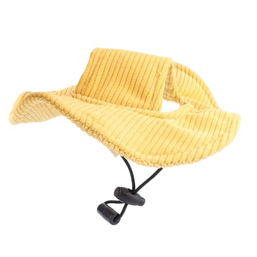 Pet Sun Hat with Ear Holes | Soft Corduroy & Adjustable Drawstring | Sun Protection for Cats/Dogs | Lightweight & Comfortable for Outdoor Activities (S) von REXVTNS