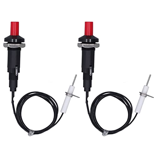 Piezo Igniter 1 Out 2 Push Button | 18KV Spark for Fireplace/Oven/Heater | 1 Meter Ignition Needle Wire | No Battery Required, 18mm Mounting Hole von REXVTNS