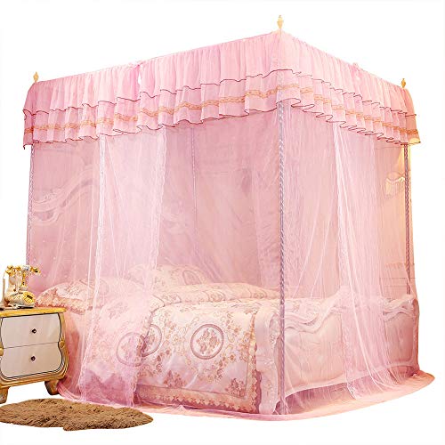 Princess Bed Canopy with 3 Openings | Elegant Bed Net for Beds | Breathable Polyester Bedding with Lace Trim/Youth Room Decor/Romantic Bedroom (180 * 200 * 200) von REXVTNS