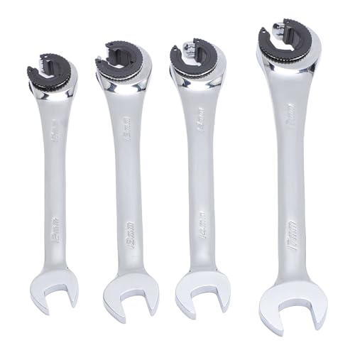 REXVTNS 4Pcs Ratcheting Wrench Set 10-17mm | Open End & Flex Head Design for Fuel/Brake/AC Lines | Alloy Steel Practical Tool Kit von REXVTNS