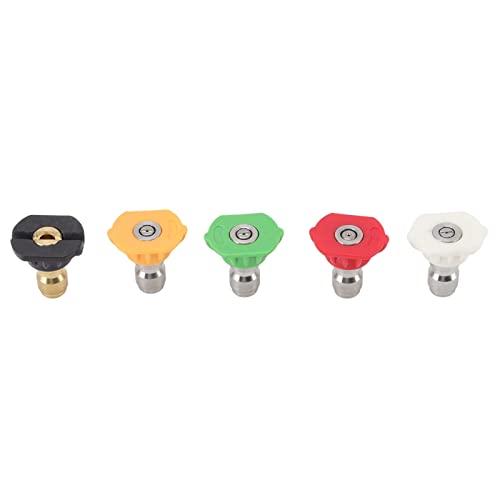 REXVTNS 5PCS Pressure Washer Nozzle Kit | Big Fan Shape & 5 Spray Angles (0° - 64°) | Quick Connect Nozzles for Cars/Home/Patio | Brass & Stainless Steel, Maintenance (030) von REXVTNS