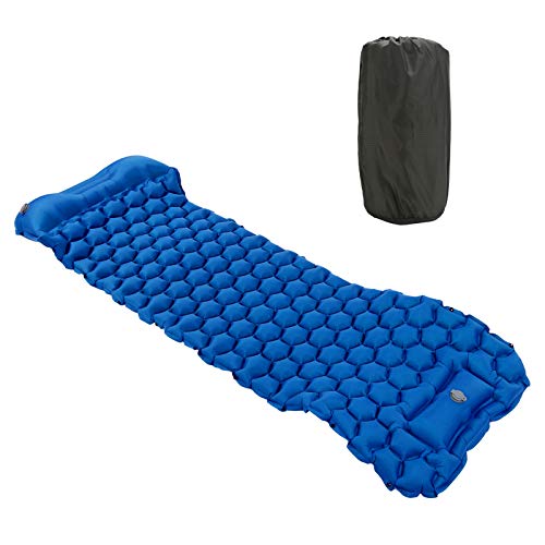 Camping -Schlafpolstermatte | 40d Nylon Fabric & TPU Laminat | Aufblasbare Kissenmatratze für Zelt/Wandern/Reisen | 2 - Way -Ventil, 700 g leichtes Gewicht (Blue) von REXVTNS