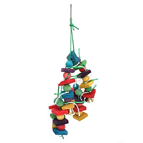REXVTNS Parakeet Chewing Toy | Sustainable Wooden Blocks for Macaws/Cockatiels/Conures | Safe Bird - Friendly Toy with Metal Hook | Colorful Chew Toys for Pet Birds (Thin Rope Style) von REXVTNS