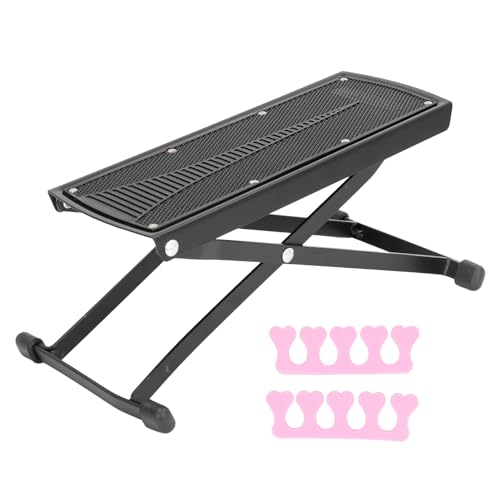 REXVTNS Pedicure Foot Rest | 6 Height Adjustable Shower Stool with Secure Grip Top | Beauty Footrest for Home/Spa/Bathroom Use | Includes 2 Toe Separators von REXVTNS