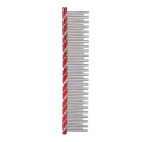 REXVTNS Pet Hair Detangling Comb | Stainless Steel Teeth for Cats/Dogs | Sturdy & Reusable Grooming Tool | Open Knot Comb for Long & Short Hair Breeds (Red) von REXVTNS
