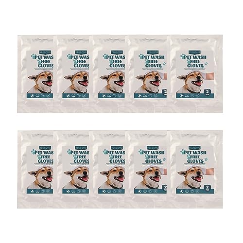 REXVTNS Pet SPA Care Gloves 10Pcs | Scent & Mark Control for Dogs/Cats/Rabbits | Grooming Massage Glove with Botanical Ingredients | Alcohol & Scent Neutral von REXVTNS