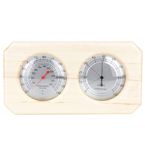 REXVTNS Wood Thermo - Hygrometer 2 in 1 | Sauna Thermometer & Hygrometer 20°C - 140°C / 0% - Full Range | Handmade Steam Room Accessories | High - Heat Tolerant Wood Material von REXVTNS