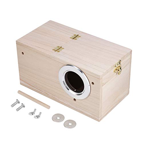 REXVTNS Wooden Bird Shelter House | Breeding Box for Parrots/Cockatiels/Budgies | Strong & Safe with Removable Top Cover | Left or Right Opening Option (Open Right) von REXVTNS