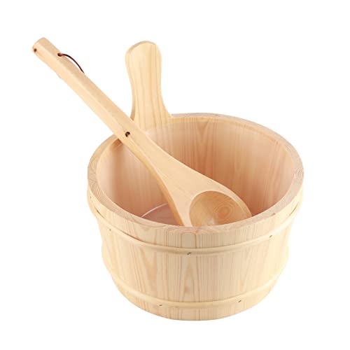 REXVTNS Wooden Bucket & Ladle Set for Sauna/SPA/Bath | White Pine with Protective Liner | Wide Handle for Large Water Capacity | Traditional Sauna Accessories REXVTNS Wooden Bucket & Ladle Set for Sauna/SPA/Bath | White Pine with Protective Liner | Wide Handle for Large Water Capacity | Traditional Sauna Accessories von REXVTNS