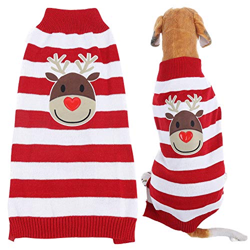 Reindeer Dog Sweater | Soft Acrylon Christmas Outfit for Small Dogs/Cats | Warm Winter Puppy Clothes | 7 Sizes (XXS - XXL) | Holiday Pet Apparel (L) von REXVTNS