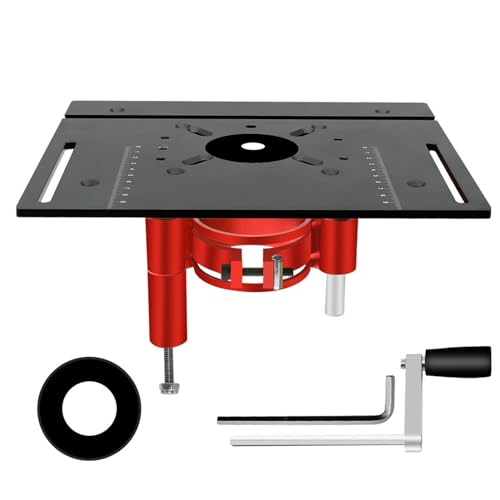 Router Lift Platform | Manual Lifting System Kit for Router Table Saw | Aluminum Alloy & Stainless Steel Base Plate | 47mm Height Adjustment | Compatible with S8-2 Countertops (Black) von REXVTNS