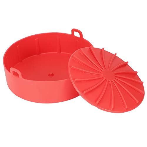 Silicone Fryer Basket | Non - Stick Grill Pan Liner for Nutritious Cooking | Reusable & Dishwasher Safe | Compatible for Fryers/Pressure Cookers/Ovens | 7.5 x 2.2 Inches (Red) von REXVTNS