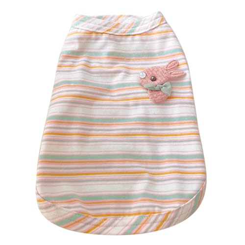 Sommerkatze Weste | Bunte Streifen reduzieren Haarschuppen | Atmungsaktives Haustierhemd für Kätzchen/Innenkatzen | Leichter und bequemer Polyesterstoff (Color Stripes S) von REXVTNS