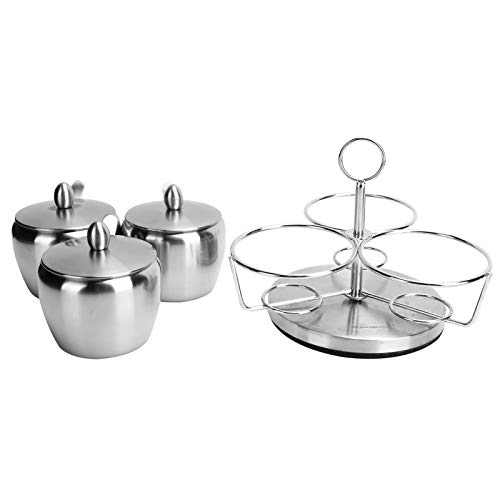 Stainless Steel Seasoning Pot Set | 304 Food Grade Salt/Sugar/Flavoring Containers | Rotating Storage Rack with Lids & Spoons | 370ML Capacity for Kitchen/Restaurant / Stainless Steel Seasoning Pot Set | 304 Food Grade Salt/Sugar/Flavoring Containers | Rotating Storage Rack with Lids & Spoons | 370ML Capacity for Kitchen/Restaurant / von REXVTNS