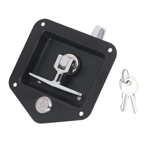 Stainless Steel T - Shaped Tool Box Lock | High Security Paddle Latch for Cabinets/Trailers/Trucks | Protected Embedded Lock with 2 Keys (120x125x70mm) von REXVTNS
