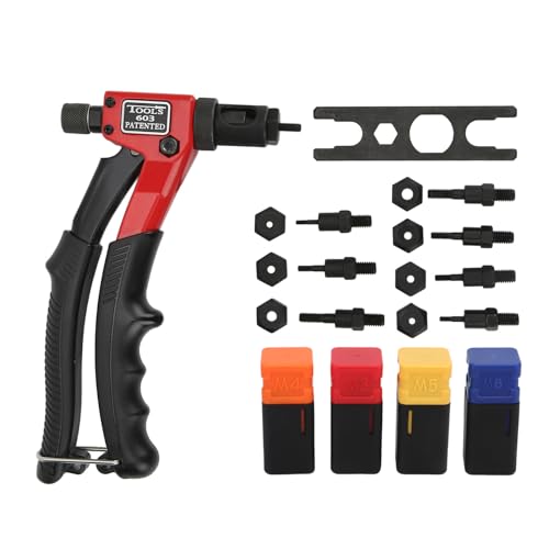 Sturdy Hand Rivet Nut Kit | M3 M4 M5 M6 10-24 1/4-20 6-32 8-32 Mandrels | Manual Riveter Tool for Metal Work/Automotive/Furniture von REXVTNS