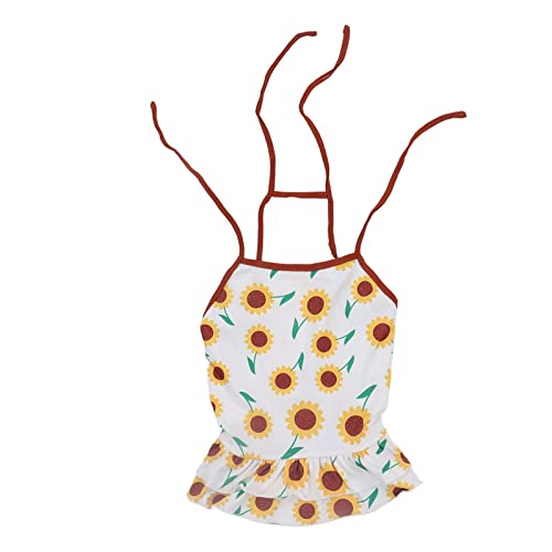 Sunflower Print Dog Dress | Breathable & Comfortable Pet Suspender Skirt for Small/Medium Dogs & Cats | Stretchy Acrylic Fabric | Easy Use & Machine Washable (M) von REXVTNS