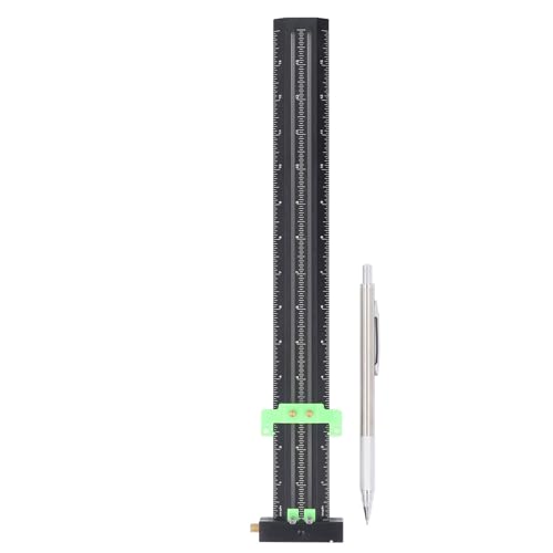 T Square Ruler Aluminum Alloy | Adjustable Sliding Design for Woodworking/Construction/Drafting | Accurate Etched Scale & CNC Machined | 380mm with Woodworking Pen (Green) von REXVTNS