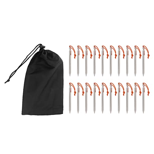 V - Form schwere Zelteinsätze | 7075 Aluminiumlegierung für sichere Hold | 18 cm Campingstifte mit Seilen/Aufbewahrungstasche | Windschutzdesign für Außenzelte (Silver White) von REXVTNS