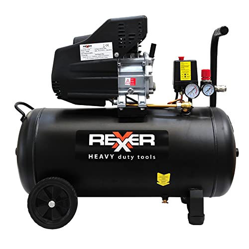 Rexxer Druckluft Kompressor 24L Tank | Flüsterkompressor | Druckluftkompressor (1100 Watt, max 8 bar, 156 l/min Ansaugleistung, Motordrehzahl 2800 U/min) von REXXER HEAVY duty tools