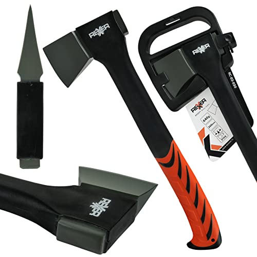 Rexxer | Outdoor Axt 640 g | Handbeil 36,5 cm | Zimmermannsbeil mit Glasfaserstiel | Beil mit Klinge aus Kohlenstoffstahl | Spalthammer | Survival Camping Äxte | inkl. Klinge & Transportschutz von REXXER HEAVY duty tools