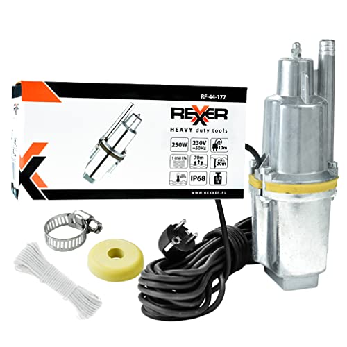 Rexxer | Tauchpumpe | 250 W Alu Wasserpumpe Ø 98 mm Tauchpumpe Membranpumpe Brunnenpumpe Gartenpumpe von REXXER HEAVY duty tools