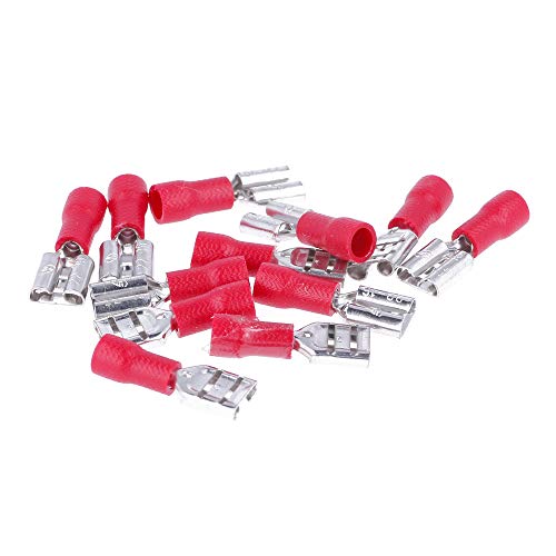 100x Packung Typ Faston-Crimpstifte (22-16 AWG), rot isoliert, Kabelquerschnitt 0,25-1,5 mm2 von REY