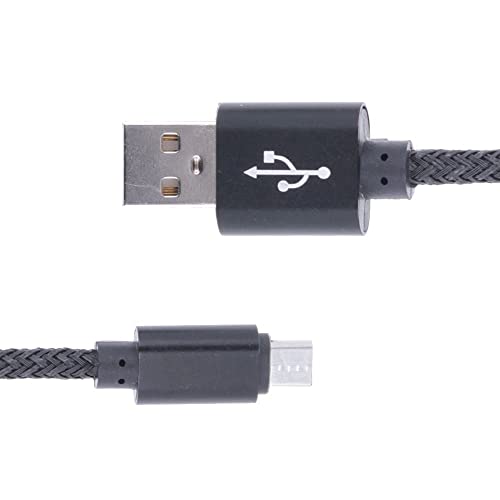 REY USB Kabel Stecker auf Micro USB Stecker verstärktes Netz geflochten verstärktes Netz geflochten Schwarz - Grau 3 Meter Anti Tangle von REY