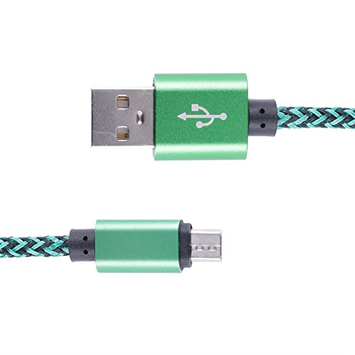 REY USB-Stecker auf Micro-USB-Stecker Kabel verstärktes Netz geflochten verstärktes Netz geflochten Schwarz - Grün 2M Anti Tangle von REY