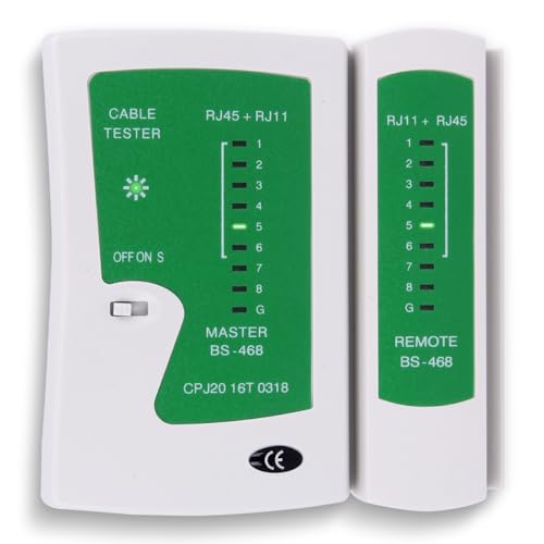 Tester LAN Netzwerk Tester RJ45/RJ11/RJ12, ISDN, Cat 5/5e/6 Kabel, mit Koffer von REY