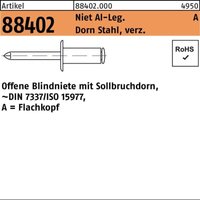 Reyher - Blindniete r 88402 Flachkopf 4 x 12 Niet Aluminium/Dorn Stahl verzinkt von REYHER