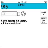 Gewindestift din 915 m.Zapfen/Innensechskant m 3 x 4 A1/A 2 von REYHER